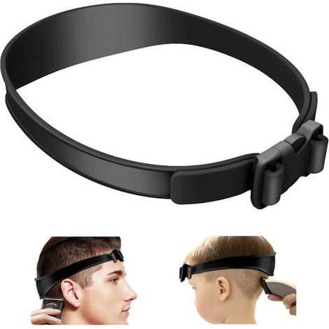 Guide de coupe de cheveux ajustable pour hommes, bandeau incurvé en silicone, gabarit auto-découpant pour la nuque et la barbe, outil de coupe noir à faire soi-même (1/5)