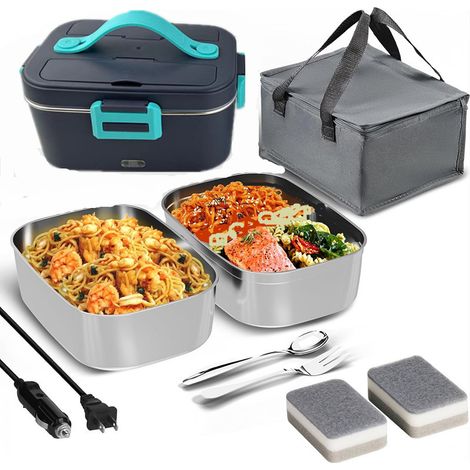 Boîte à lunch électrique – 1,8 L – Boîte à lunch chauffante portable – Récipient intérieur en acier inoxydable + ensemble fourchette et cuillère (1/5)
