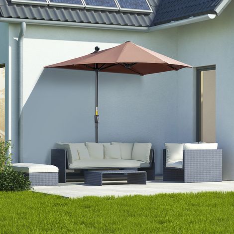 Parasol terrasse 200x190x240cm poteau acier manivelle base transversale anti-UV balcon, café