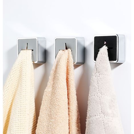 Nouveau porte-serviettes simple, porte-serviettes de cuisine, crochet mural pour essuie-mains, crochet poussoir auto-adhésif pour serviettes, porte-serviettes coloré pour porte d'armoire de cuisine de (1/3)