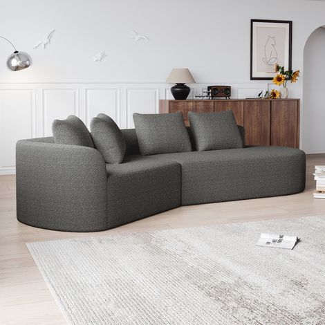 REDOM Canapé 3 places Chenille luxueux siège profond extralarge rembourrage moelleux gris foncé (1/5)