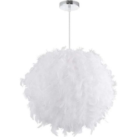 Lustre Suspension en Plumes 30 cm E27 40W Blanc (1/4)