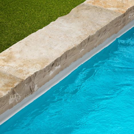 Margelle de piscine Pierre de Bourgogne Pierre de Molay Beige 100x30x13 cm Bord Droit (à l'unité) - RO'MA NATURE (1/5)
