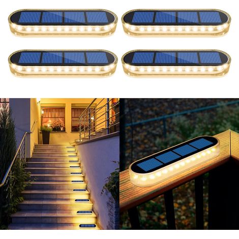 Lampe Solaire Exterieur, Lampe Solaire Exterieur Jardin 360 ° Lumiere Solaire Exterieur IP68 étanche avec Auto On/Off Solar Path Light, Blanc Chaud 2700k, 4pcs (1/5)