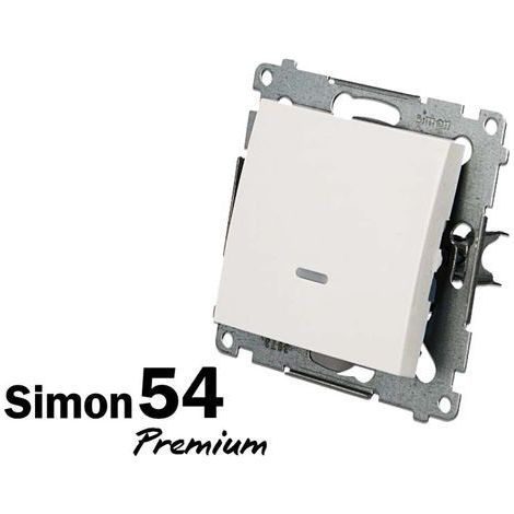 Simon 54 Bouton-poussoir unique rétroéclairé, connexion rapide, blanc DP1L.01/11