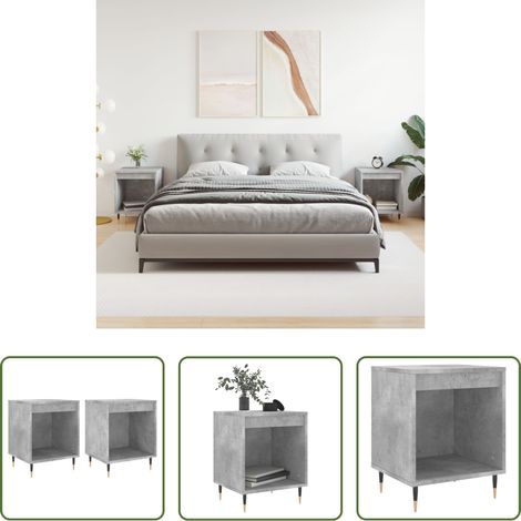 vidaXL Table de chevet gris béton -  Tables de chevet 2 pcs gris béton 40x35x50 cm bois d’ingénierie (1/5)