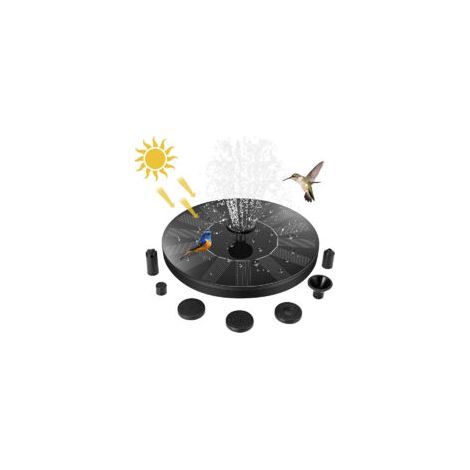 Fontaine solaire extérieure de jardin – Pompe avec 7 buses remplaçables – Matériau composite ABS – Pour étangs et bains d'oiseaux