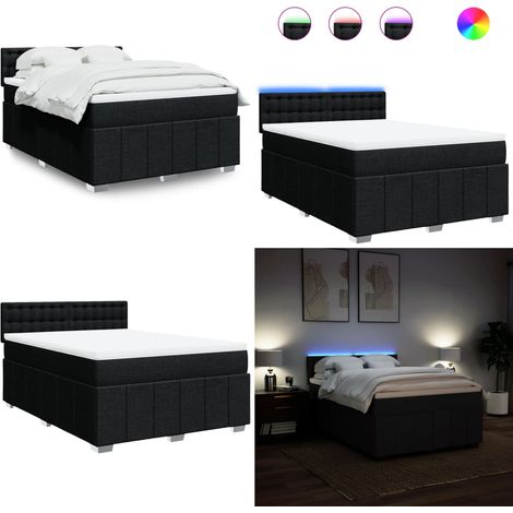 vidaXL Sommier à lattes de lit avec matelas Noir 140x200 cm Tissu (1/5)