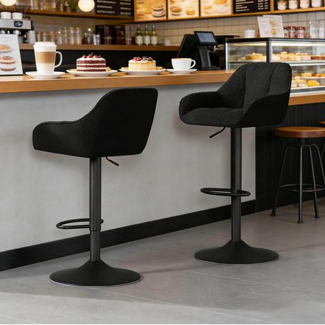Set di 2 sgabelli da bar, altezza regolabile 63-84 cm, girevoli, nero HAVRYA (1/5)