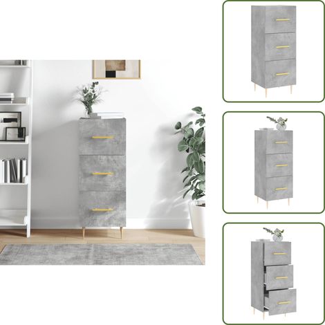 Buffet Gris béton 34,5x34x90 cm Bois d'ingénierie - Buffet - Meuble De Rangement - Commode - Mobilier Gris - Design Moderne (1/5)