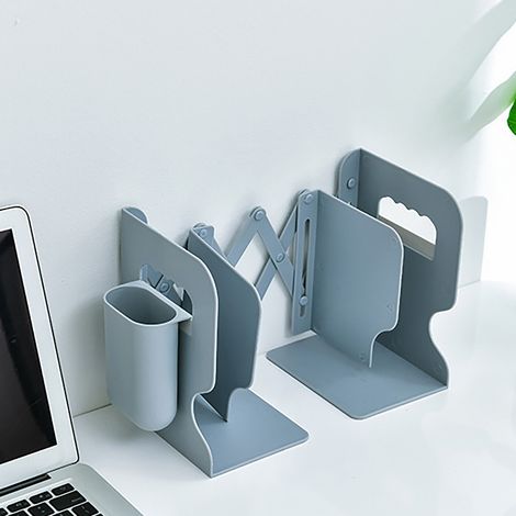 Serre-livres pliables style simple en ABS, gris, pour la décoration intérieure. (1/5)