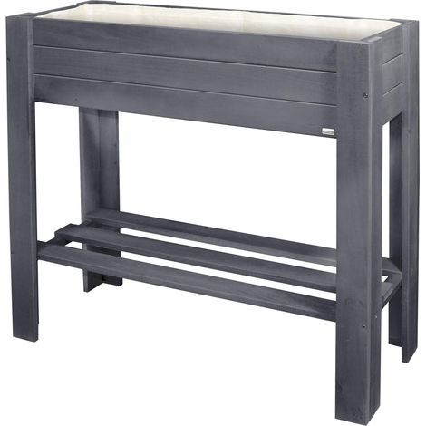 Jardinière surélevée - GreenBOX Light - Bois Tendre, Bois Massif, Anthracite, 70 x 83 x 34,5 cm, étagère, Sac à Plantes Inclus - 25024001 (1/5)