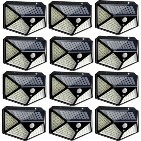 Lampe solaire 100LED IP65 étanche extérieur - 12 Pack