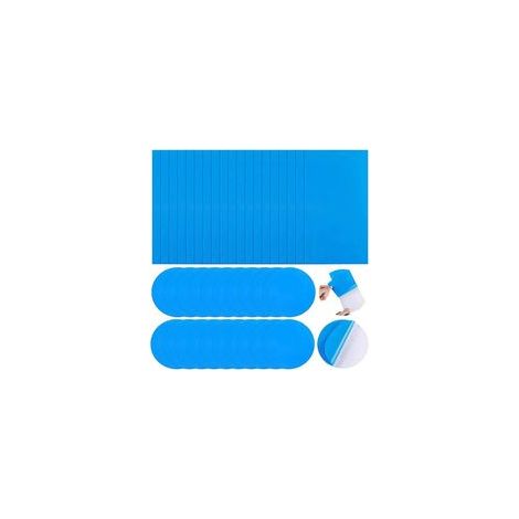 40 Pièces Rustine Piscine Kit de Réparation Patchs de Réparation Auto-Adhésifs PVC Patch Liner Piscine pour Lits Gonflables Anneaux de Natation Kayaks Piscines (Rectangle/Rond)