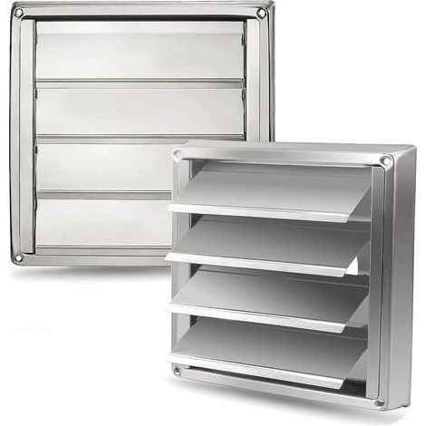 Grille d'Aération en Acier Inoxydable 150 mm -Résistante aux Intempéries avec Volets de Fermeture Automatique Anti-Retour-Parfaite pour Sèche-linge,Hottes, Ventilations,Conduits d'Échappement (1/5)