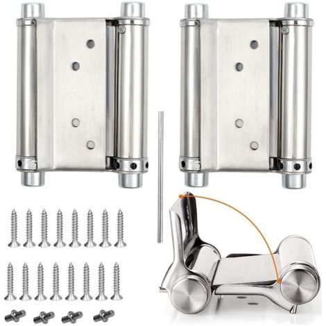 2Pcs Charnières de Porte de Saloon Gond Porte Battante Charnière à Ressort apacité de Charge Jusqu'à 15 Kg 76mm 3inch (1/4)