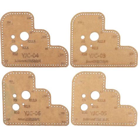 Set mit 4 runden Acryl-Schablonen zum Lederzuschneiden, Schneidelineal und Hilfsschablone (1/5)