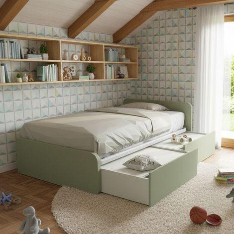 Letto 1 piazza e mezza con cassettoni, personalizzabile e facile montaggio - Salvia