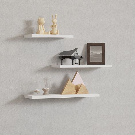 Mensola Roscigno, 3 Ripiani, set da 3 Mensole, 30x2x14h cm Bianco (1/5)