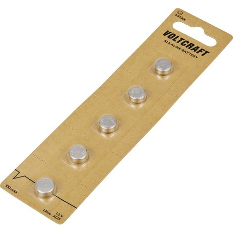 VOLTCRAFT Knopfzelle LR44 1.5 V 5 St. 100 mAh Alkali-Mangan VC-16108015