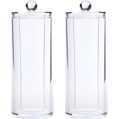 Boîte Transparente Cylindrique Couvercle pour Coton Démaquillant, Lot de 2 Pièces en PS, Étanchéité et Praticité pour Rangement Maquillage et Accessoires (1/5)