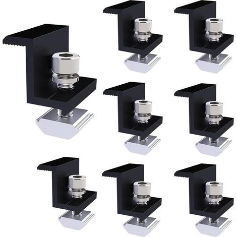 ZVD Lot de 8 Supports de Panneau Solaire de 30 mm Fixation Panneau Solaire Kit Panneau Solaire avec Batterie Réglables Convient pour Camping-Car, Toiture (Noir) (1/5)