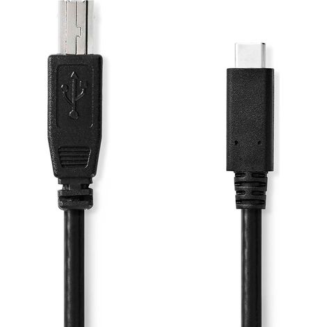 Cavo usb usb 20 usb c maschio usb b maschio 480 mbps nichelato 100 m rotondo pvc nero etichetta