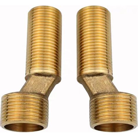2 pièces Adaptateur de raccord S, 3/4 pouces x 1/2 pouce filetage extérieur S adaptateur pour pomme de douche, décalé de 8 mm, longueur 65 mm, bras pivotant réglable, raccord excentrique pour robinets (1/5)