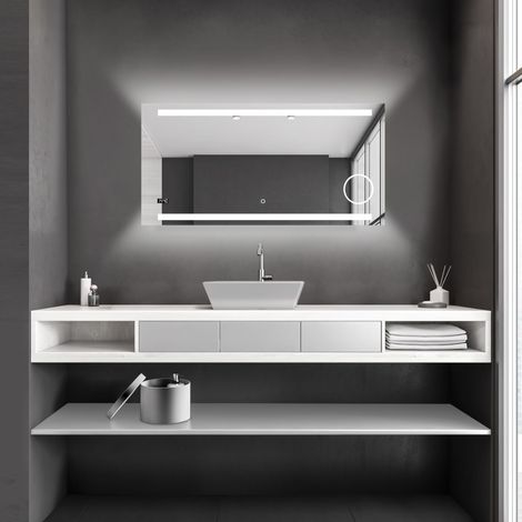 Miroir de Salle de Bains avec éclairage Blanc Chaud lumières tamisées 120x60 cm (1/5)