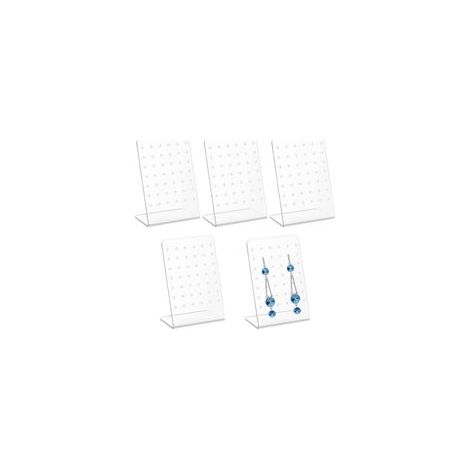 5 Pcs Presentoir Bijoux, Présentoir à Bijoux, Présentoirs à Boucles d'oreilles en Acrylique 72 Trous en Forme de L, Support Porte Bijoux Femme, Rangement Support Porte Boucle d'oreille(Transpar (1/5)