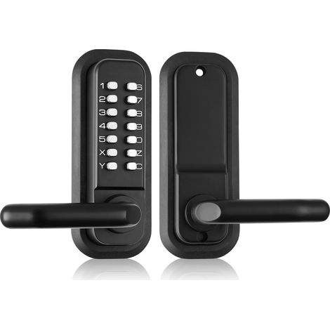 Serrures de Porte à Code Mécanique, Clavier 14 Chiffres, Poignée Intégrée, Alliage de Zinc Étanche, Installation Facile pour Jardin, Garage, Abri de Jardin (1/5)