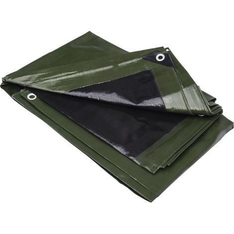 WERKA Bâche Multifonctions Noire et Verte 240 g/m2 2 x 8 m