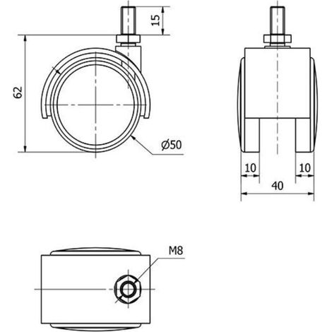 Rueda doméstica ALEX serie DK-DK espiga rosca 50 mm - (1/5)