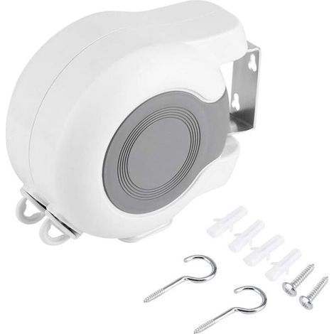 Corde à linge rétractable murale 13m – Double ligne extensible 26m – Matériaux ABS et PVC – Installation facile incluse – (1/5)