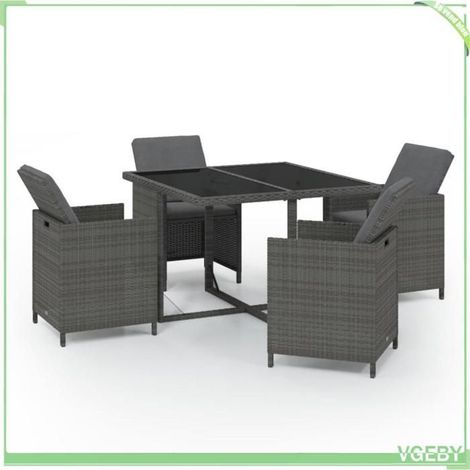 Ensemble de salle à manger de jardin - FAF EICY - 3095509 - Résine tressée - Gris - 4 personnes (1/5)