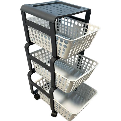 Carrello portafrutta 29x41xH75 cm da cucina con 3 cassetti in resina Modula