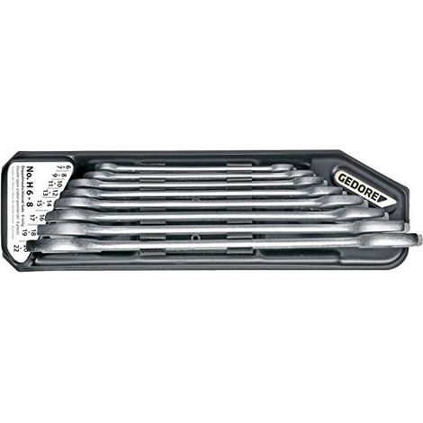 H 6-8 Set di chiavi doppie a forchetta con supporto 8 pezzi 6-22 mm (1/3)