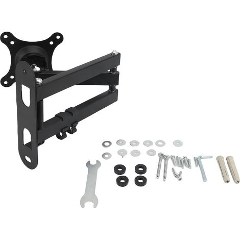 Support mural pliable TV en fer avec bras articulé pour écran 75x75mm et 100x100mm, jusqu'à 33,1lbs, noir (1/4)