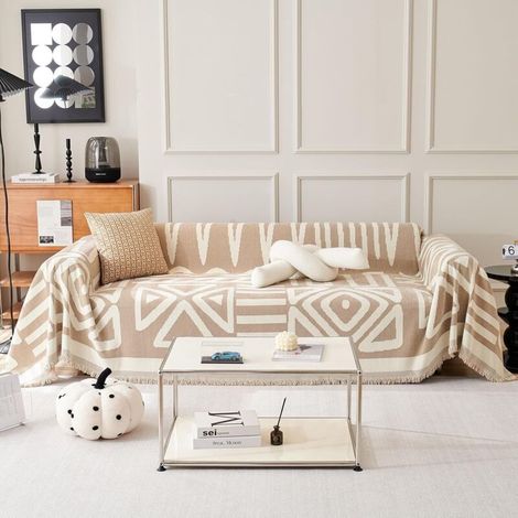 Housse de canapé épaisse en peluche, adaptée aux fauteuils individuels, protège le canapé de l'usure quotidienne, beige moderne, 180 x 200 cm (1/5)