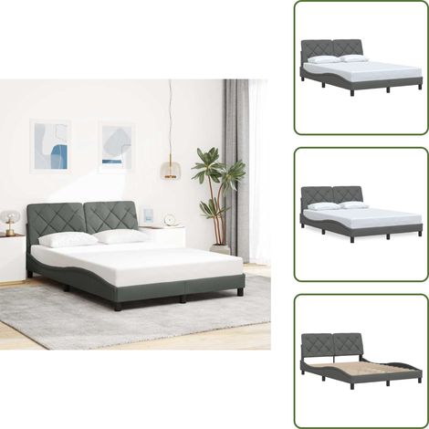 Bettgestell ohne Matratze Dunkelgrau 140x200 cm Stoff - Bettgestell - Bettgestelle - Bettrahmen - Bett (1/5)