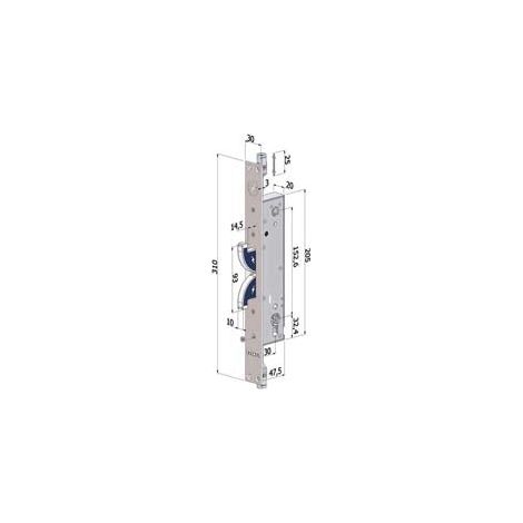 Serratura triplice hooks in acc.inox prof. europeo per persiane 2143 - mm.30 (2143ai3030)