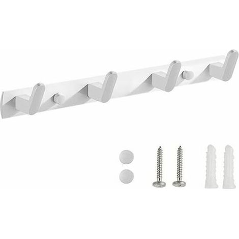 1 Porte-manteau mural, 4 crochets, alliage d'aluminium, support 15 kg, pour salle de bain, cuisine, entrée (1/5)