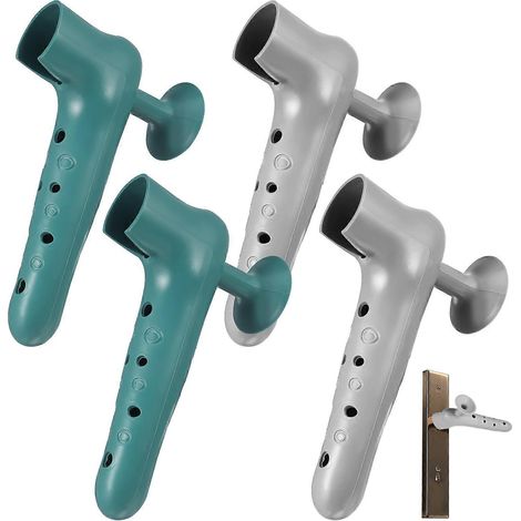Protections murales pour poignées de porte, faciles à installer, sûres, lisses et compatibles, lot de 4, gris, pour environnement de bureau. (1/4)