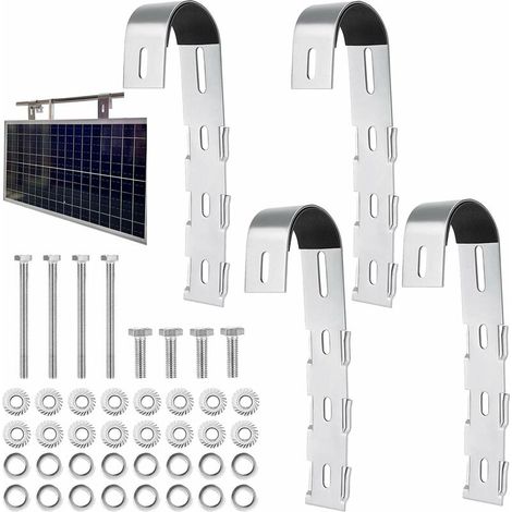 Juego de 4 kits de montaje de paneles solares de acero inoxidable, soporte para panel solar para balcón, soporte para planta de energía solar para balcón, balcón, soporte para panel solar para planta 
