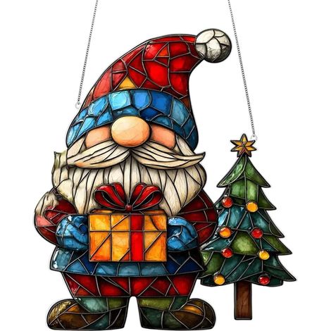 Gnome - Acrylic Hanging Ornament - Christmas Tree Window Porch Decoration - Set Of 3 (1/5)