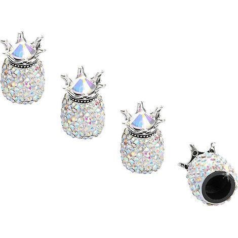(ab Diamond) 4 pezzi Tappi per valvole pneumatici, valvole per auto, tappi per valvole a corona, tappi per valvole a diamante lucido, bellissimi (1/5)
