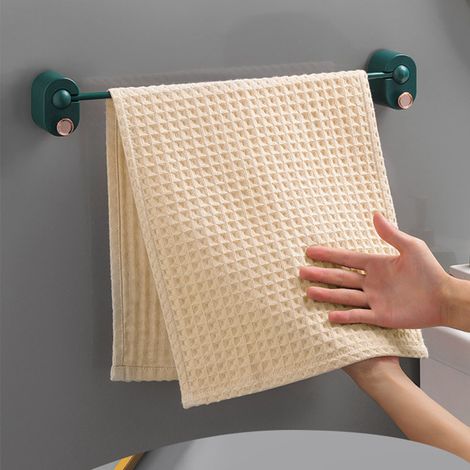 Porte-serviettes mural simple sans perforation, accessoire de salle de bain, blanc, court (1/5)