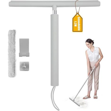 Raclette de Douche pour Douche, 30-120cm Raclette Salle de Bain, Raclett Vitre Douche avec Support, Raclettes Douche Nettoyage sans Traces pour Porte en Verre(Gris) (1/5)
