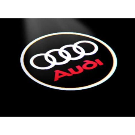 Lot de 2 projecteurs LED logo pour portes Audi Style 3, éclairage d'ambiance intérieur, compatible avec la plupart des modèles, faisceau lumineux personnalisé, installation facile, blanc. (1/5)