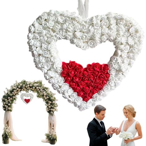 Valentinstagskranz Künstlicher Türkranz in Herzform - Valentinstag Dekoration für Wand Fenster Dekoration (1/5)
